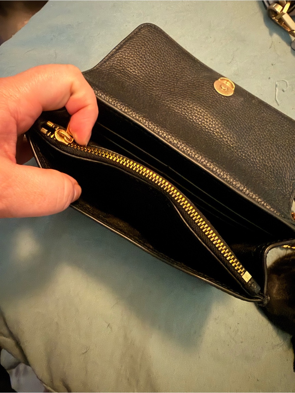 Tory Burch Black Leather Crossbody with Gold Logo and Chain - Picture 7 of 11